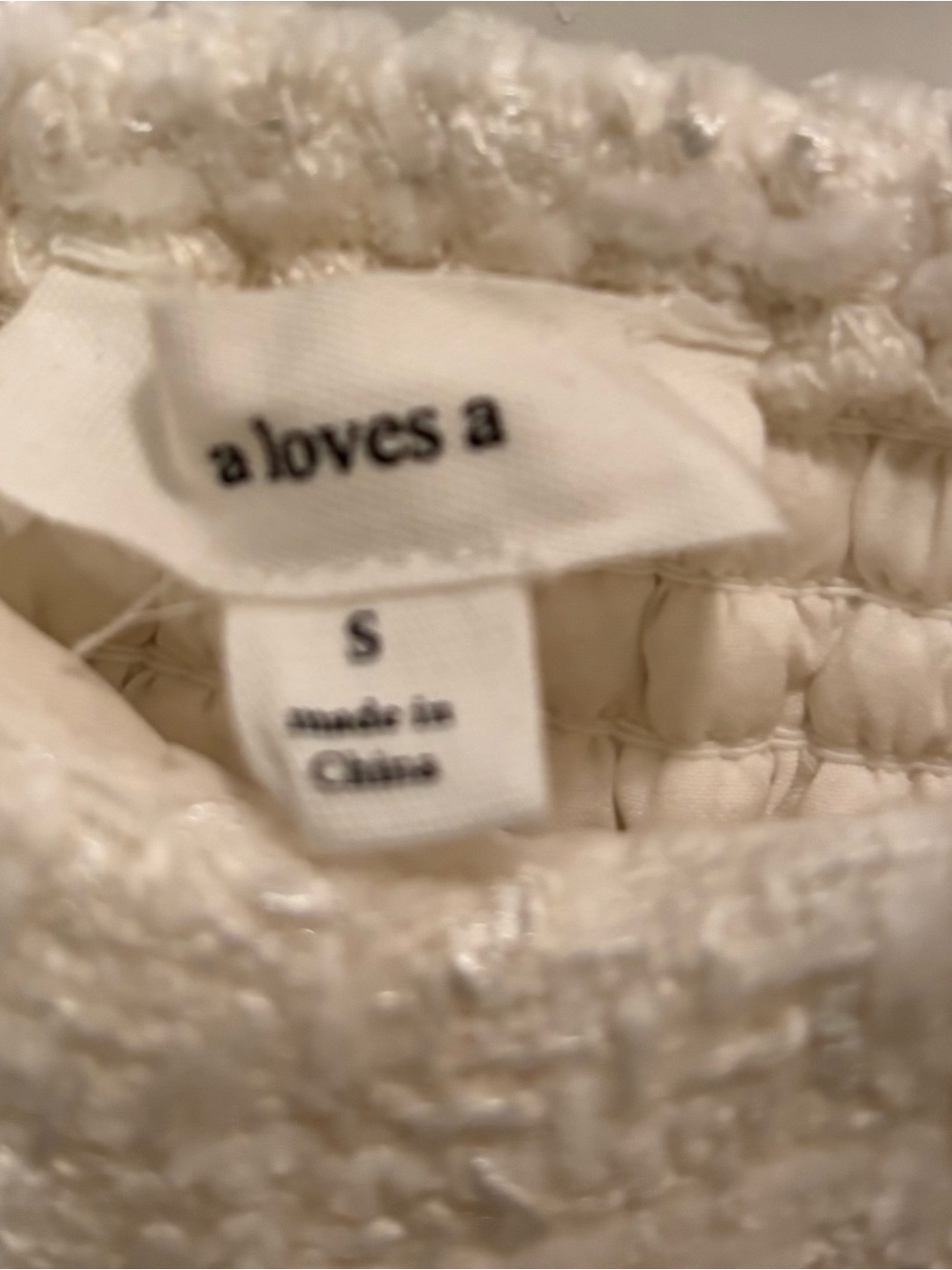 A Loves A Ivory Bouclé Tweed Crop Top Pearl Detail Parisian Luxe Chic Small NWOT - Picture 8 of 8